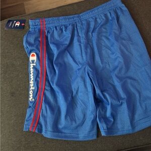 Champion Athletic Blue Mesh Shorts with Red Stripe